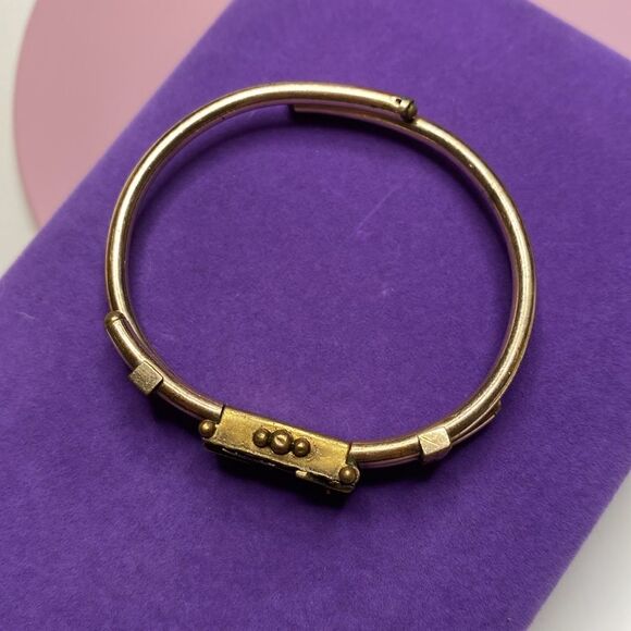 💛 Antique 12k Gold Filled Floral Leaf Bangle Bracelet - Picture 2 of 7